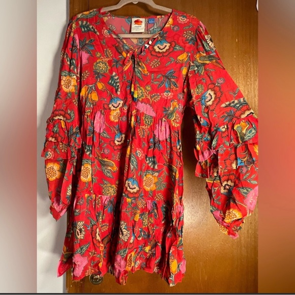 FARM RIO ANTHROPOLOGIE MINI DRESS ROSES - Picture 5 of 11